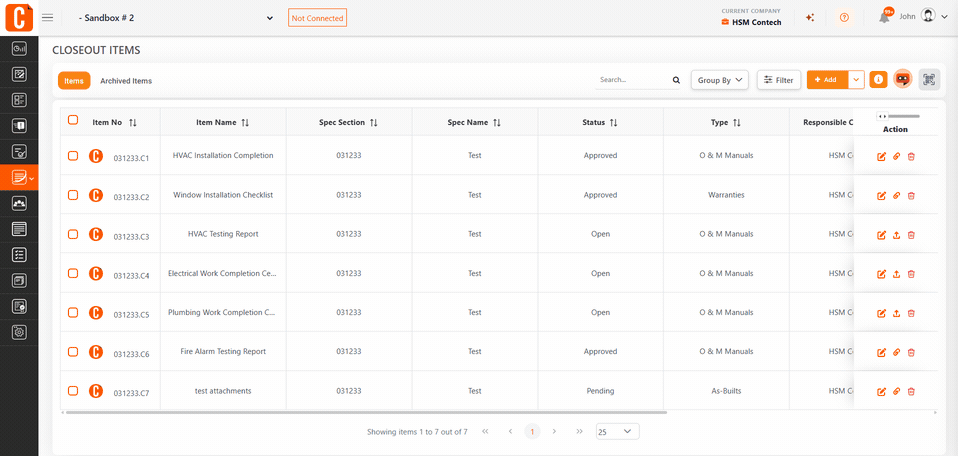 Structured Closeout Management walkthrough